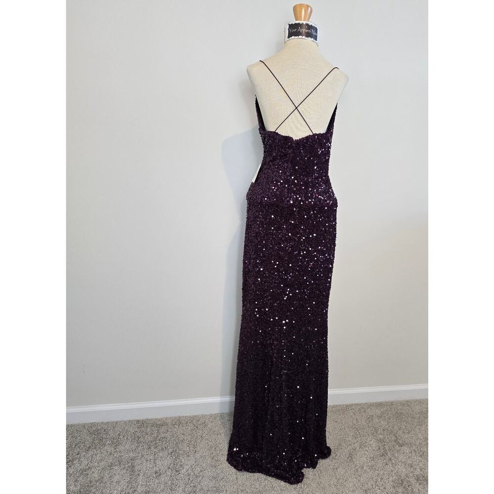Windsor Plum Esperanza Sequin A-Line Formal Dress Front Slit Small NWT - Picture 4 of 13